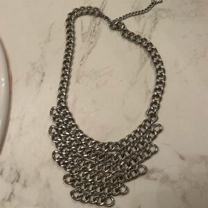 Erwin Pearl Silver Chainmail Collar Necklace Adjustable Versatile